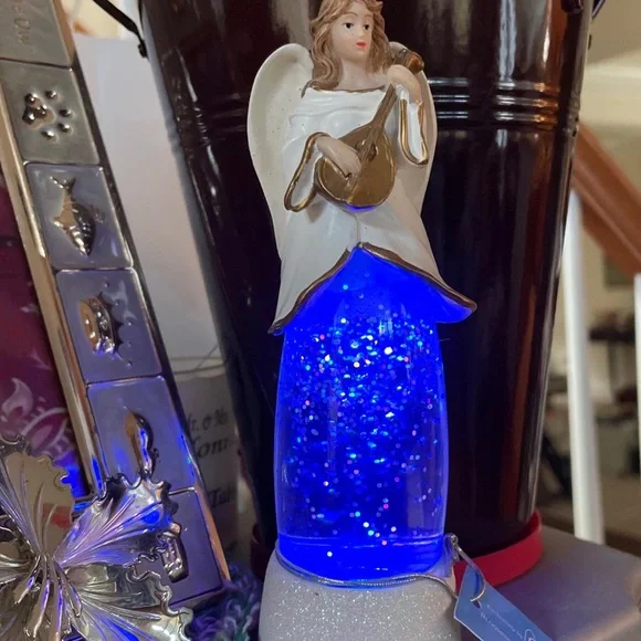 NEW Angel color-changing Night Light Glitter Snow Globe by Roman, Gift-able! - Picture 7 of 14